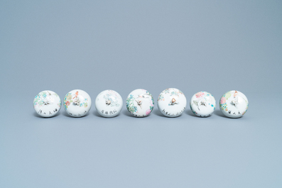 A collection of 14 Chinese qianjiang cai wine cup warmers, 19/20th C.