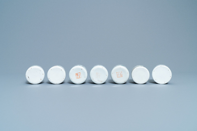 A collection of 14 Chinese qianjiang cai wine cup warmers, 19/20th C.