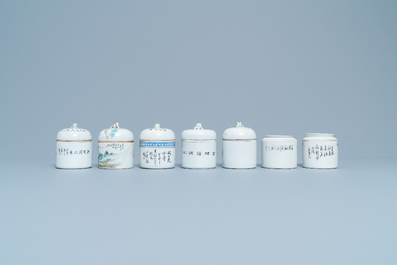 Une collection de 14 r&eacute;chauds en porcelaine de Chine qianjiang cai, 19/20&egrave;me