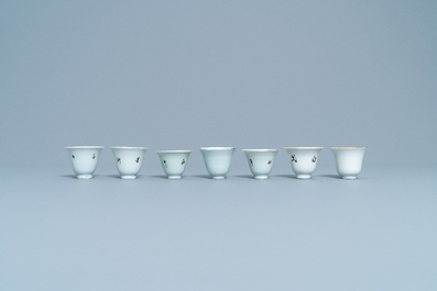 A collection of 14 Chinese qianjiang cai wine cup warmers, 19/20th C.