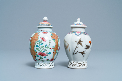 Two Chinese famille rose tea caddies, Yongzheng