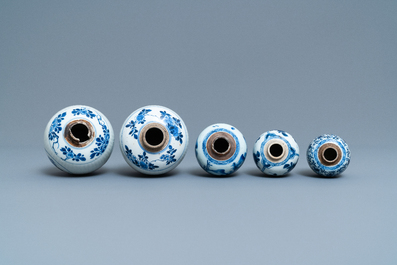 Five Chinese blue and white jars, Kangxi
