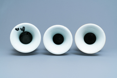 Three Chinese famille rose vases, 19/20th C.