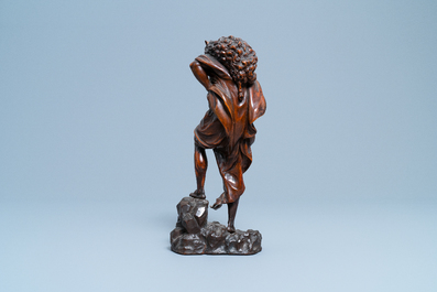 Een buxushouten figuur van Christus als de Goede Herder, Antwerpen, 16e eeuw