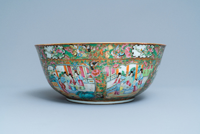 A large Chinese Canton famille rose monogrammed bowl, 19th C.