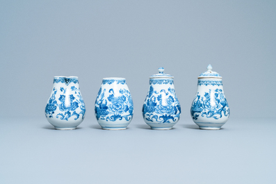 A Chinese blue and white cruet set on stand, Qianlong