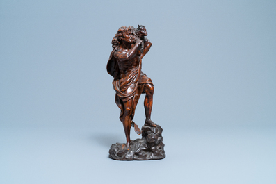 Een buxushouten figuur van Christus als de Goede Herder, Antwerpen, 16e eeuw