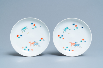 Four Japanese Kakiemon 'deer' plates, Edo, 17/18th C.