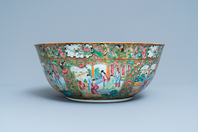 A large Chinese Canton famille rose monogrammed bowl, 19th C.
