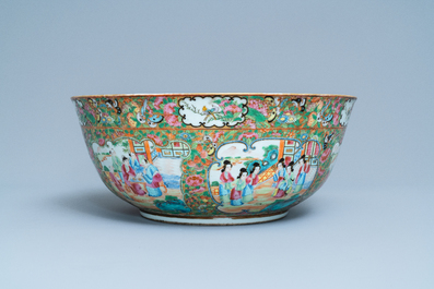 A large Chinese Canton famille rose monogrammed bowl, 19th C.