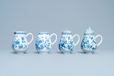 A Chinese blue and white cruet set on stand, Qianlong