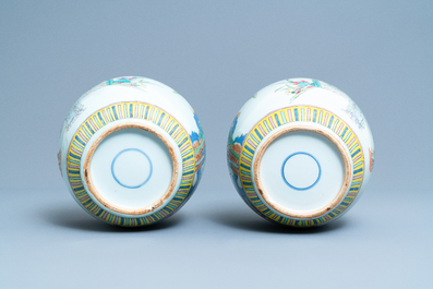 A pair of Chinese famille rose jars with narrative scenes, 19/20th C.