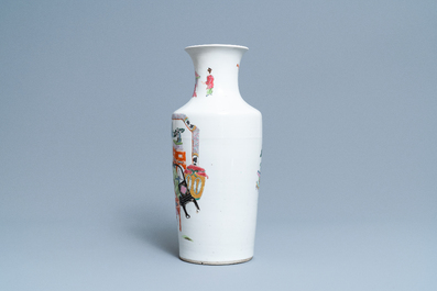 A Chinese famille rose vase with ladies playing go, Yongzheng