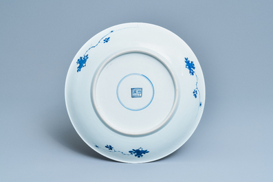 A Chinese blue and white 'lotus scroll' charger, Kangxi