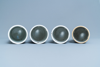 Four reticulated Chinese qianjiang cai hat stands, 19/20th C.