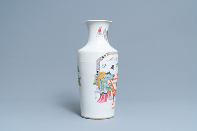 A Chinese famille rose vase with ladies playing go, Yongzheng