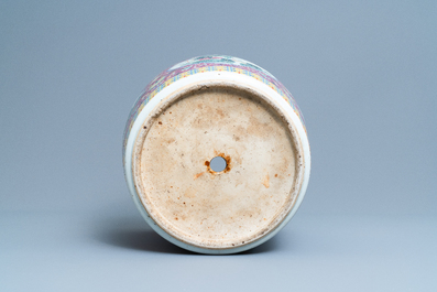 A Chinese famille rose jardini&egrave;re with landscape medallions, 19th C.