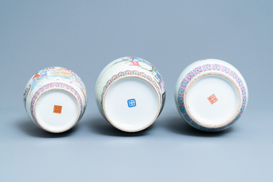 Three fine Chinese famille rose vases, Republic