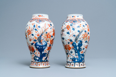 A pair of Chinese Imari-style 'pheasant' vases, Kangxi