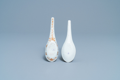 Deux cuill&egrave;res en porcelaine de Chine Lai Nam Thong pour le march&eacute; thai, 19&egrave;me