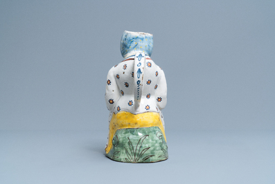 A polychrome Lille faience 'Jacqueline' jug, France, 2nd half 18th C.