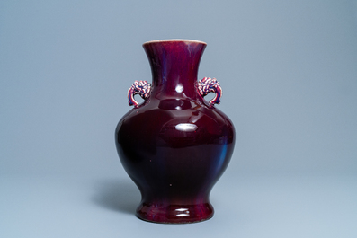 A Chinese monochrome flamb&eacute;-glazed vase, Qianlong