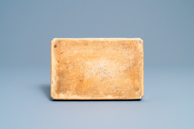 A Chinese blue and white rectangular tray with deer, Qianlong/Jiaqing