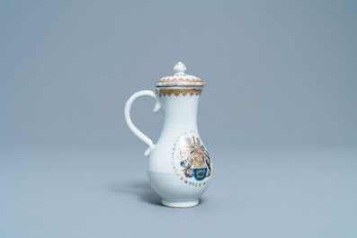 Une chocolati&egrave;re armori&eacute;e en porcelaine de Chine aux armes de van Rheden, Qianlong