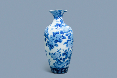 A large Japanese blue and white Arita vase, Meiji, 19th C.