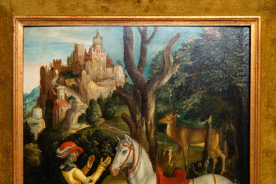 Ecole flamande d'apr&egrave;s Albrecht D&uuml;rer, 16/17&egrave;me, huile sur panneau: Saint Eustache ou Saint Hubert