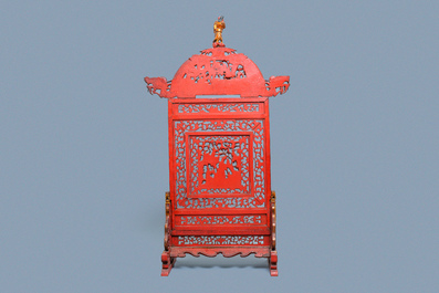 A Chinese gilt carved wood screen for the Straits or Peranakan market, 19th C.