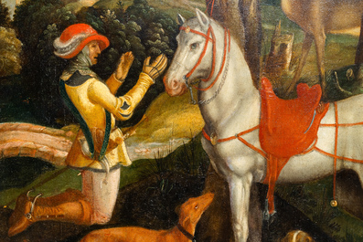 Ecole flamande d'apr&egrave;s Albrecht D&uuml;rer, 16/17&egrave;me, huile sur panneau: Saint Eustache ou Saint Hubert