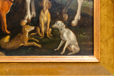 Ecole flamande d'apr&egrave;s Albrecht D&uuml;rer, 16/17&egrave;me, huile sur panneau: Saint Eustache ou Saint Hubert