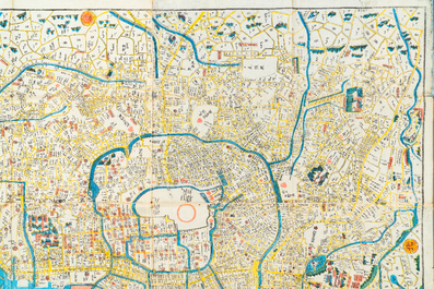 Izumiya Ichibei, Japon, ca. 1844-1848: Un plan de Tokyo, colori&eacute; &agrave; la main