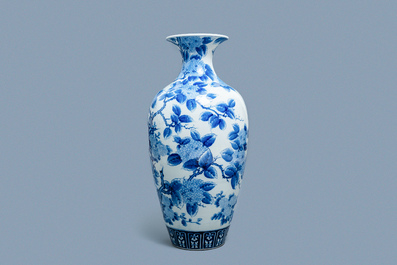 A large Japanese blue and white Arita vase, Meiji, 19th C.