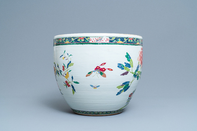 A Chinese famille rose fish jardini&egrave;re with birds among blossoming branches, 19th C.