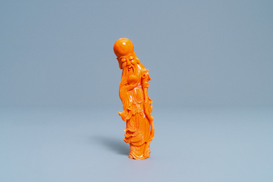 Une figure de Shou Lao en corail rouge, Chine, 19/20&egrave;me