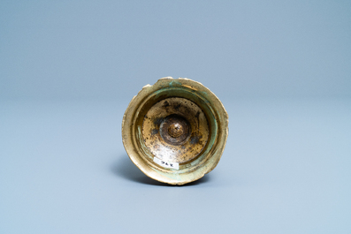 A Flemish or Dutch knotted bronze candlestick, 15th C.