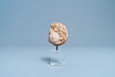 A Romanesque marble head of a man, 14/15th C.