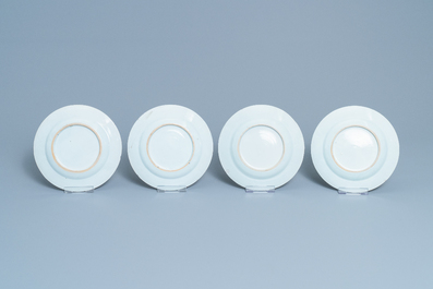 Thirteen Chinese famille rose bianco sopra bianco plates, Qianlong