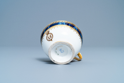 An armorial S&egrave;vres porcelain cup and saucer with the arms of von Linsingen, France, 1st half 19th C.