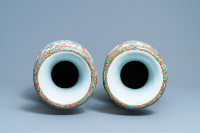A pair of Chinese Canton famille rose vases, 19th C.