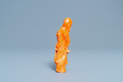 Une figure de Shou Lao en corail rouge, Chine, 19/20&egrave;me