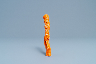 Une figure de Shou Lao en corail rouge, Chine, 19/20&egrave;me