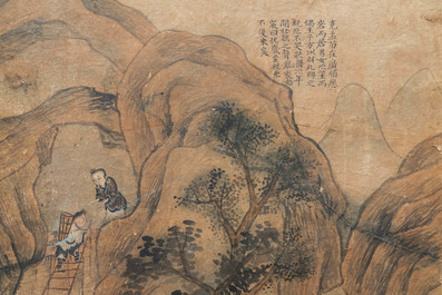 Ecole chinoise, encre et couleurs sur papier, 19&egrave;me: 'La fabrication du papier'