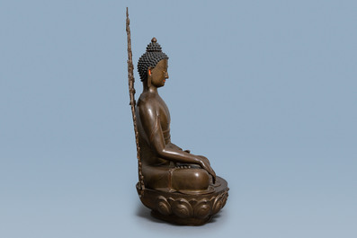 An exceptionally large bronze figure of Buddha, Nepal, 18th C.