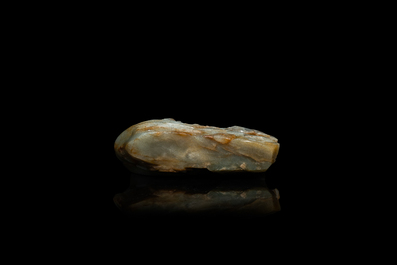 A Chinese celadon and russet jade mountain landscape with deer and cranes, Qing