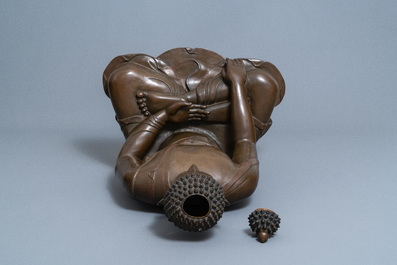 An exceptionally large bronze figure of Buddha, Nepal, 18th C.
