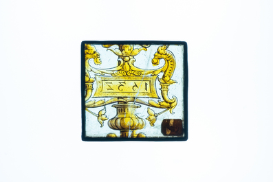 Two stained glass fragments, Flanders or France, one dated 1532