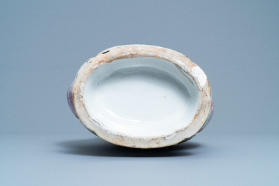 A Chinese famille rose vase with floral and landscape medallions, Qianlong